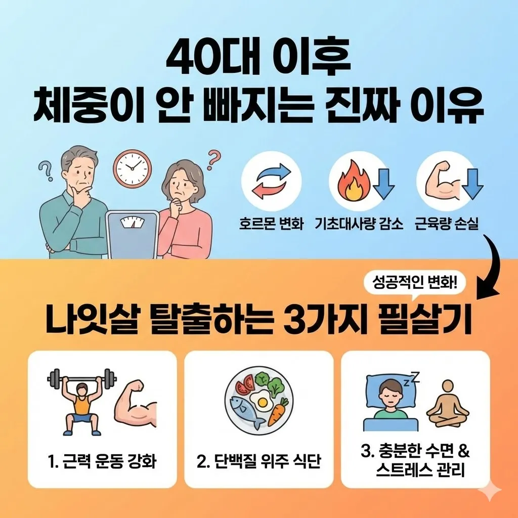 40대 이후 체중이 안 빠지는 진짜 이유, 나잇살 탈출하는 3가지 필살기
