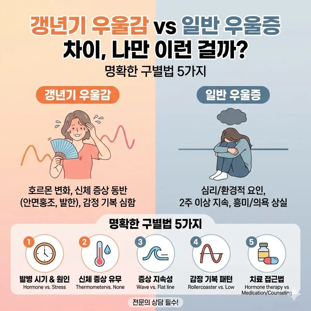 갱년기 우울감과 일반 우울증 차이, 나만 이런 걸까? 명확한 구별법 5가지