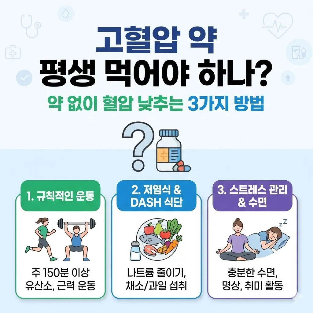 고혈압 약 평생 먹어야 하나? 약 없이 혈압 낮추는 3가지 방법