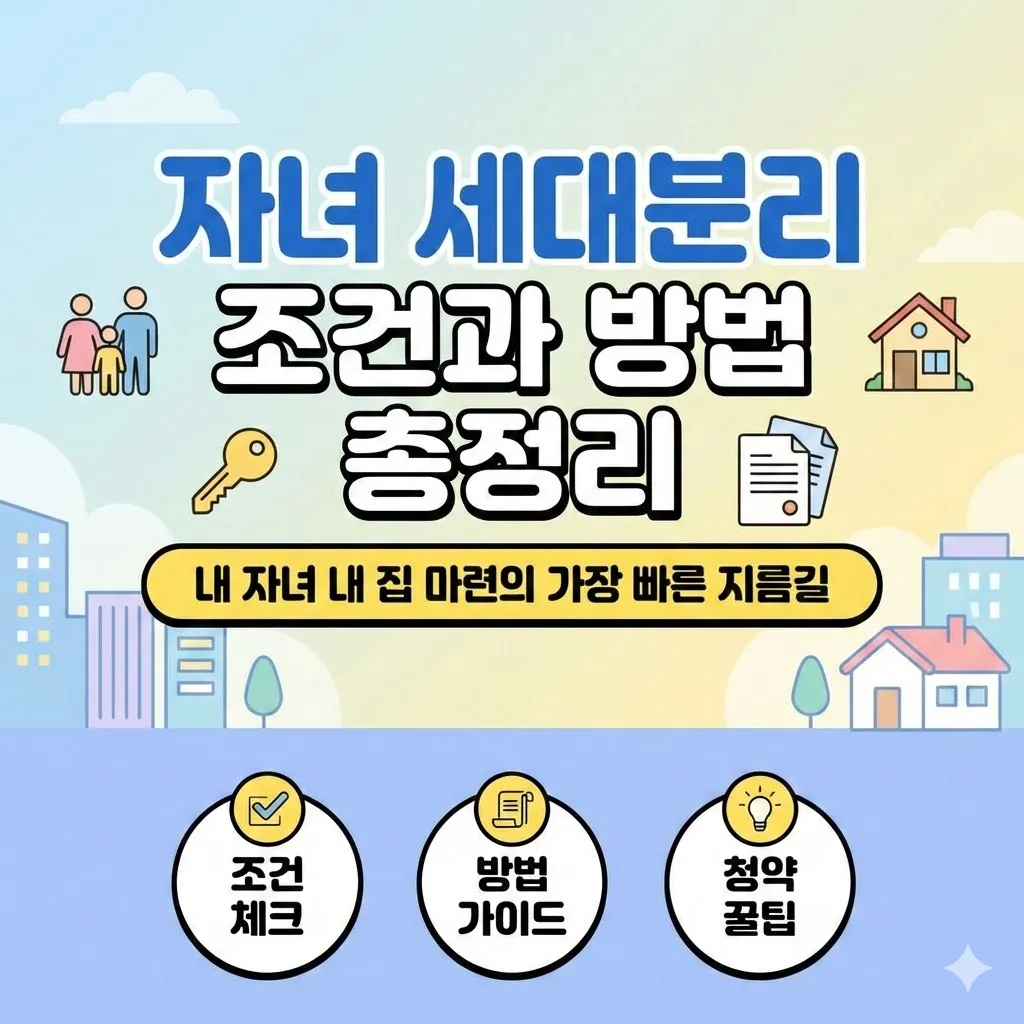 자녀 세대분리 조건과 방법 총정리: 내 자녀 내 집 마련의 가장 빠른 지름길