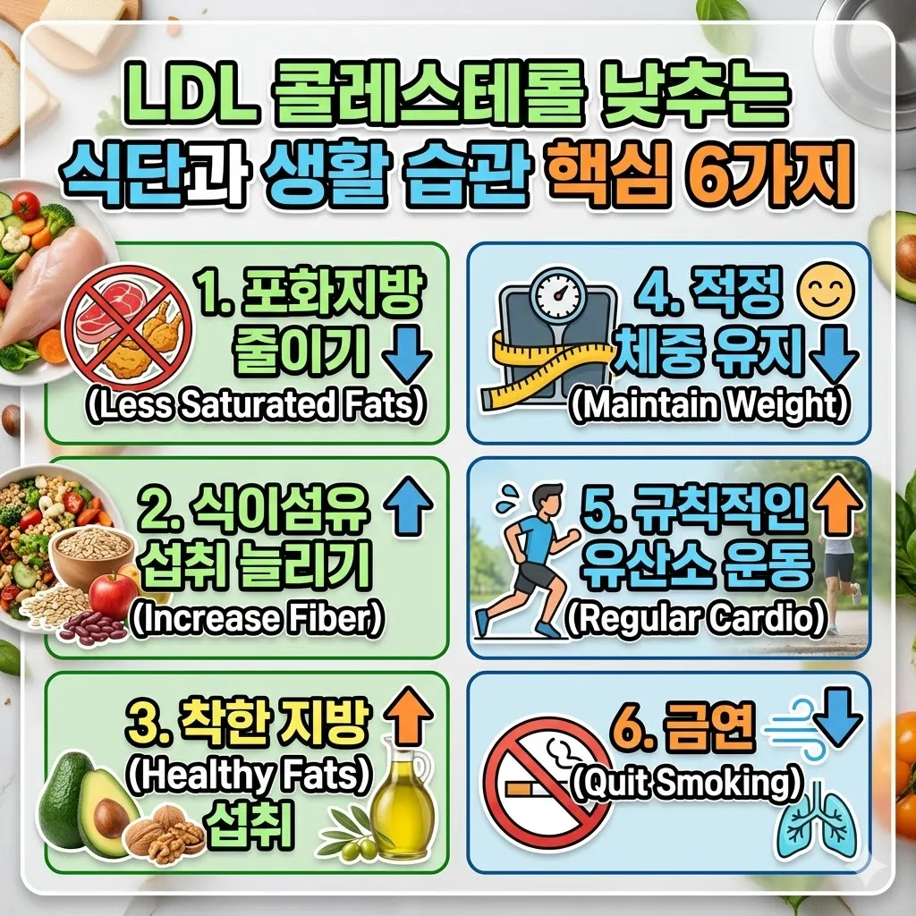 LDL 콜레스테롤 낮추는 식단과 생활 습관 핵심 6가지