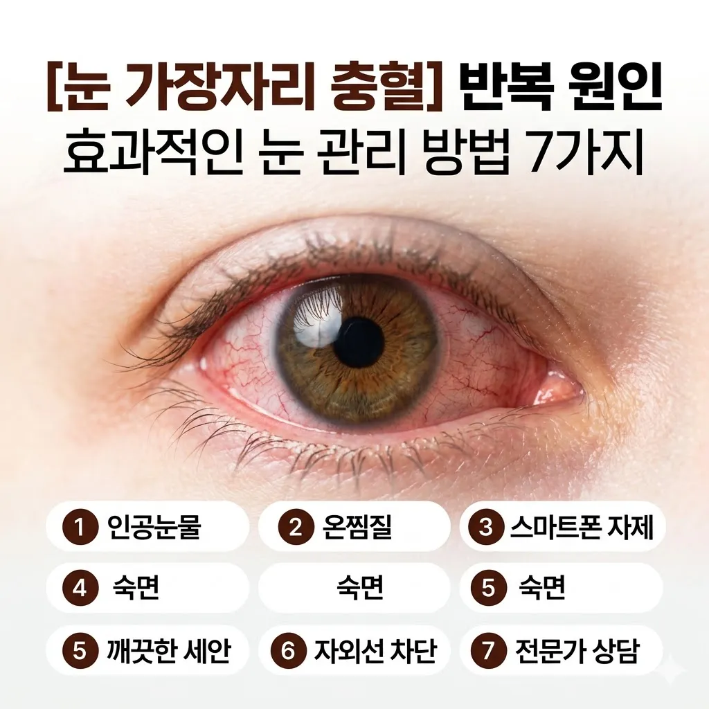 [눈 가장자리 충혈] 반복 원인과 효과적인 눈 관리 방법 7가지