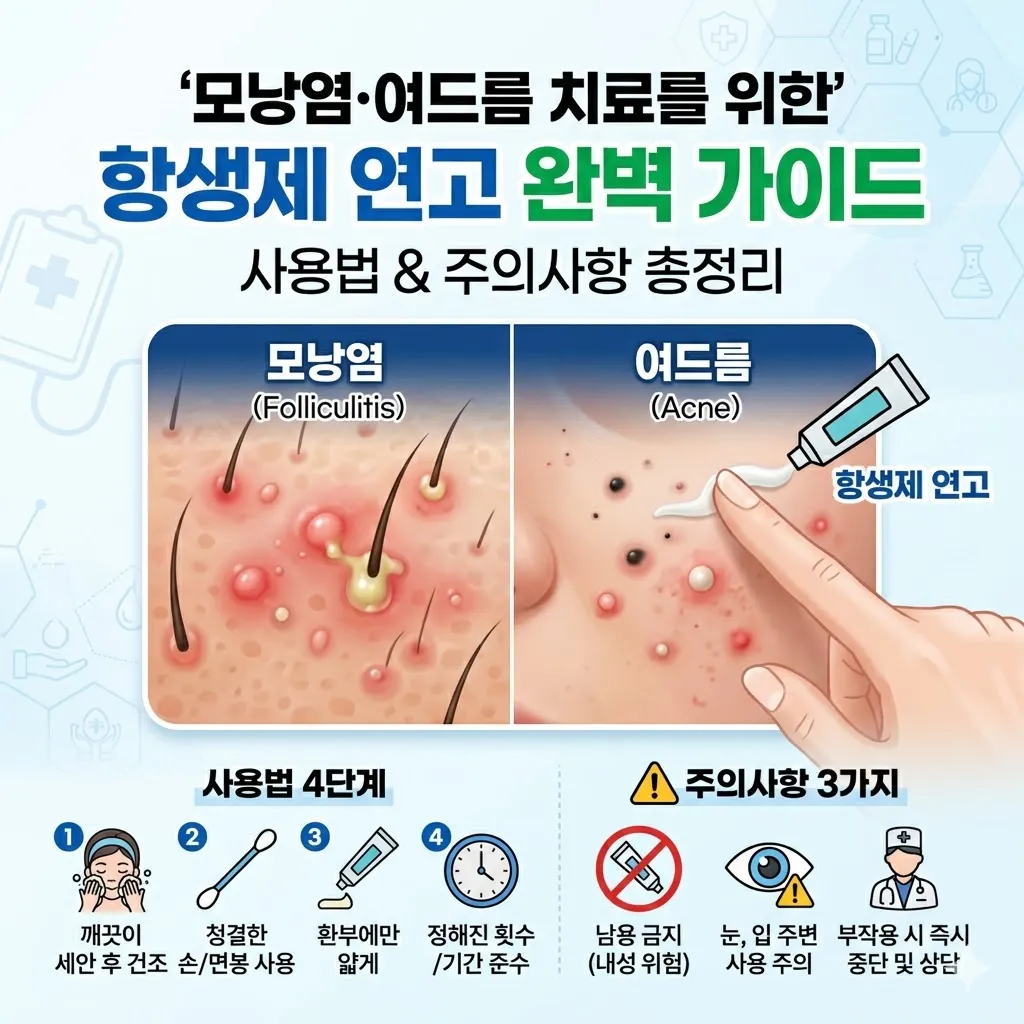 모낭염 여드름 치료를 위한 항생제 연고 사용법 및 주의사항
