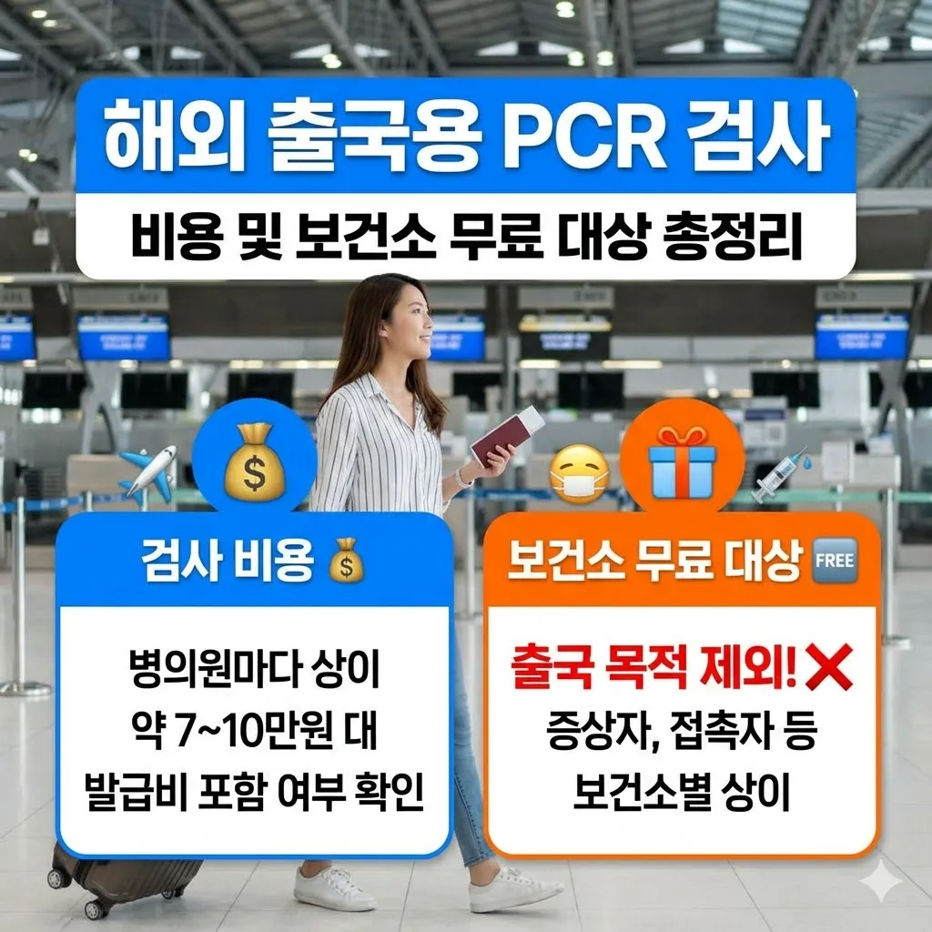 해외 출국용 PCR 검사 비용 및 보건소 무료 대상 총정리