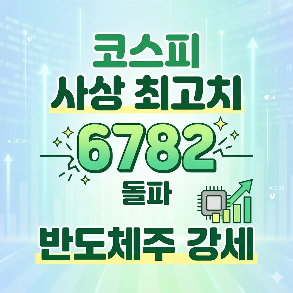 코스피 사상 최고치 6782 돌파 반도체주 강세
